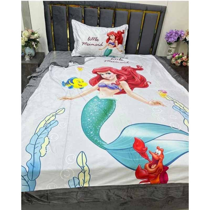 Комплект детского постельнего белья Sahara SHA-00002881, пододеяльник 160х220 см, простыня 180х220 см, наволочка 50х70 см, односпальный, велюр, разноцветный Комплект детского постельнего белья Sahara SHA-00002881, пододеяльник 160х220 см, простыня 180х220 см, наволочка 50х70 см, односпальный, велюр, разноцветный