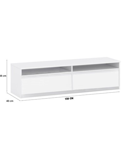 TV üçün tumba Ev Plus Yurupa, LDSP, ağ, 150x40x38 sm