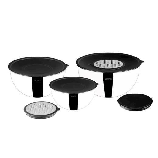 Набор чаш для смешивания Leggno Pratico, 9 шт, пластик/полипропилен, белый/черный Набор чаш для смешивания Leggno Pratico, 9 шт, пластик/полипропилен, белый/черный