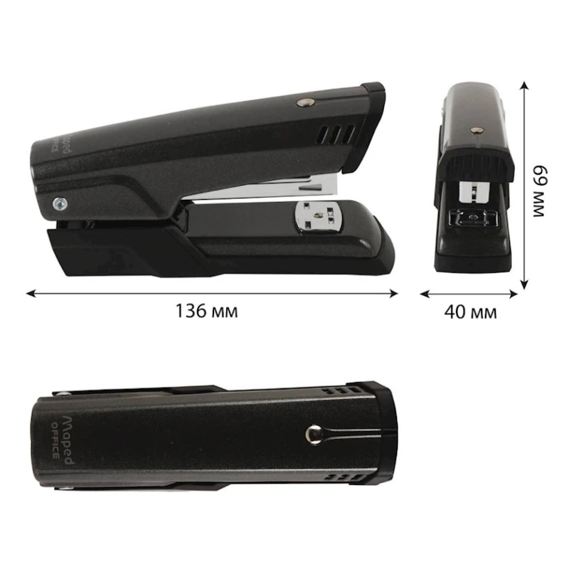 Степлер Maped Advanced Metal №24/6, №26/6, 25 листов, черный Степлер Maped Advanced Metal №24/6, №26/6, 25 листов, черный