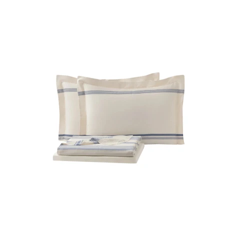 Комплект постельного белья Yataş Meri, пике 160x230 см, простыня 180x240 см, наволочка 50x70 см, односпальный , хлопок, белый/синий