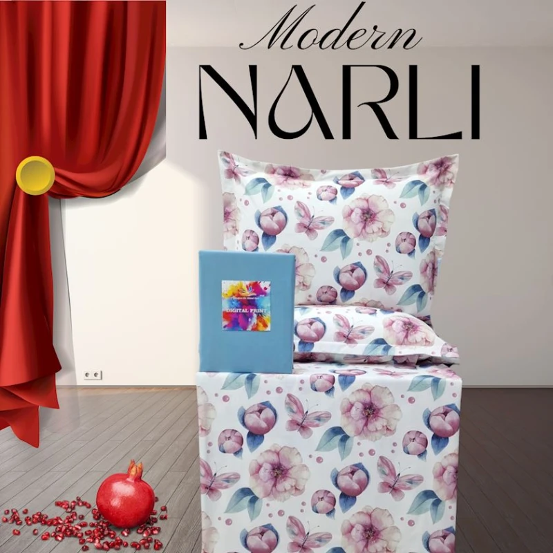 Комплект постельного белья Narlı 1159, пододеяльник 200x220 см, простыня 240х260 см, наволочки 50х70 см, двуспальный, хлопок, разноцветный