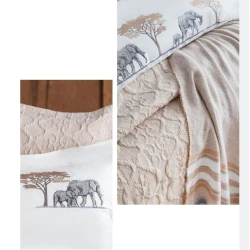 Yataq dəsti Apricitas Home 024, örtük 230х240, yorğan üzü 200х220, mələfə 240х260, yastıq üzü 50х70, ikinəfərlik, bej