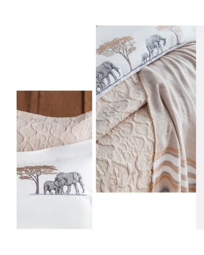 Yataq dəsti Apricitas Home 024, örtük 230х240, yorğan üzü 200х220, mələfə 240х260, yastıq üzü 50х70, ikinəfərlik, bej