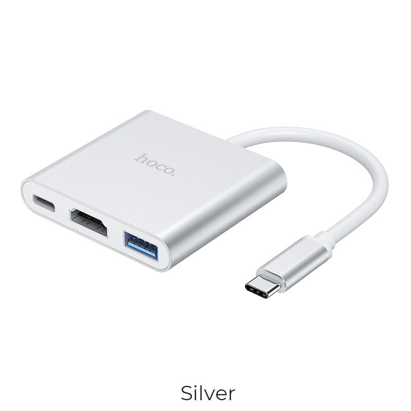Çevirici Adapter HDMI Hoco BH14 Type-C, USB 3.0 və Type-C PD2.0 dəstəyi ilə