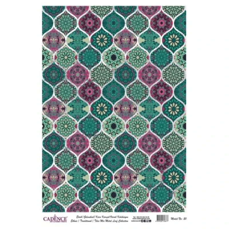 Рисовая бумага для декупажа Cadence Metal Leaf Rice Paper Background Silver 020