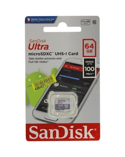 Yaddaş kartı Sandisk microSDXC Ultra 64GB Class 10 UHS-I (SDSQUNC-064G-ZN3MN)