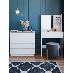 Туалетный столик Art Mebel 2, белый, ламинат, 125x60x40 см Туалетный столик Art Mebel 2, белый, ламинат, 125x60x40 см