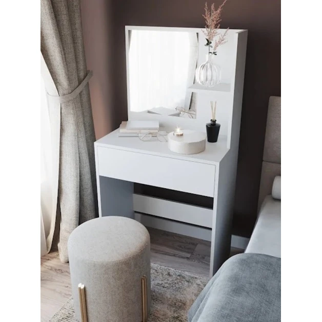 Туалетный столик Art Mebel 2, белый, ламинат, 125x60x40 см Туалетный столик Art Mebel 2, белый, ламинат, 125x60x40 см