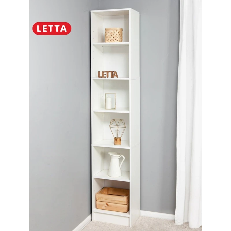 Стеллаж Letta White, 202х28х40 см, ЛДСП, белый