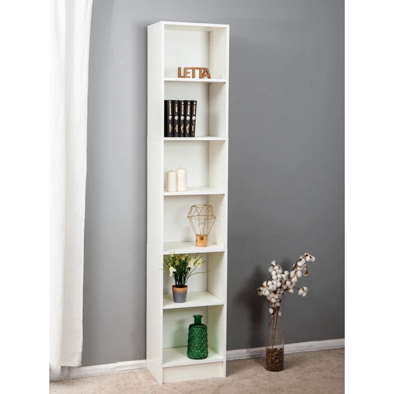 Стеллаж Letta White, 202х28х40 см, ЛДСП, белый
