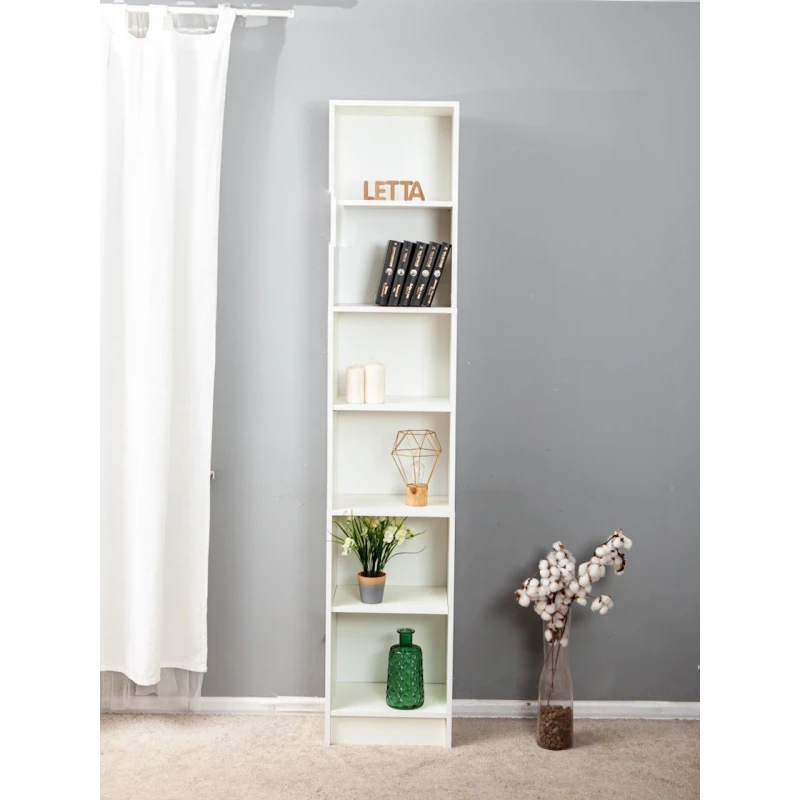 Стеллаж Letta White, 202х28х40 см, ЛДСП, белый