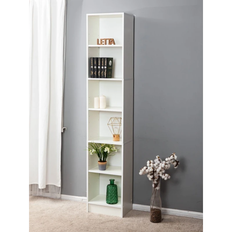 Стеллаж Letta White, 202х28х40 см, ЛДСП, белый