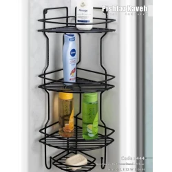 Полка угловая для ванной vm395, металл, черная, трехъярусная, 22x22x65 см