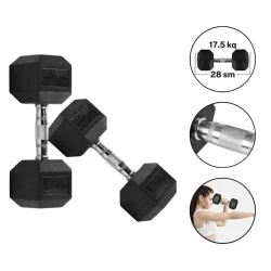 Гантели WS0055, 17.5 кг x 2 шт, резиновое покрытие