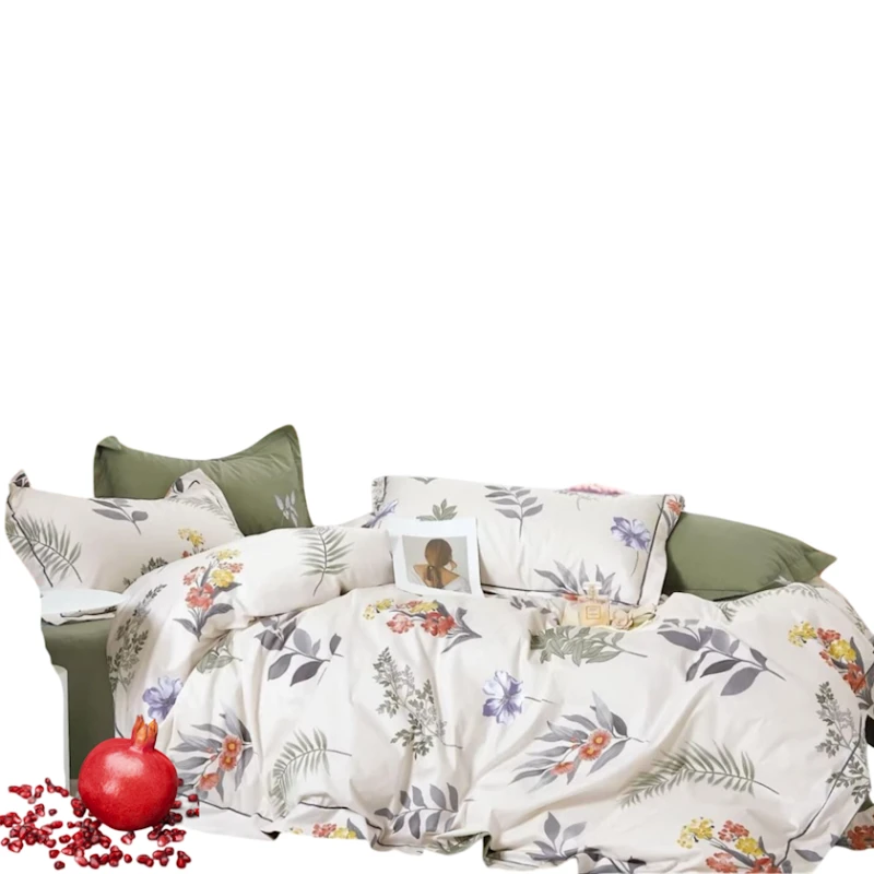 Комплект постельного белья Narlı 000924, пододеяльник 200x220 см, простыня 240x260 см, 2 наволочки 50x70 см, двуспальный, хлопок/сатин, разноцветный