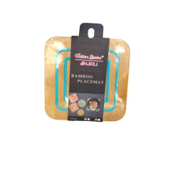 İsti əşyalar üçün sini K571S-3, 15x15 sm, taxta/silikon, düzbucaq, mavi/qəhvəyi