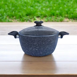 Qazan 414, 22 sm, qranit/alüminium, boz