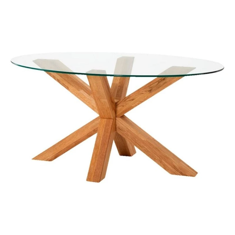 Журнальный стол JYSK Agerby, 60x100x45 см, массив дуба/закаленное стекло, прозрачный/коричневый Журнальный стол JYSK Agerby, 60x100x45 см, массив дуба/закаленное стекло, прозрачный/коричневый