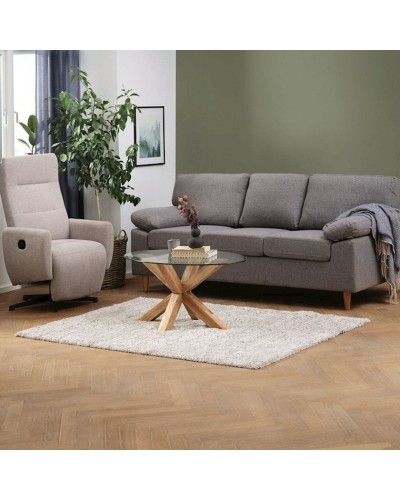 Jurnal masası JYSK Agerby, 60x100x45 sm, bütöv palıd/bərkidilmiş şüşə, şəffaf/qəhvəyi