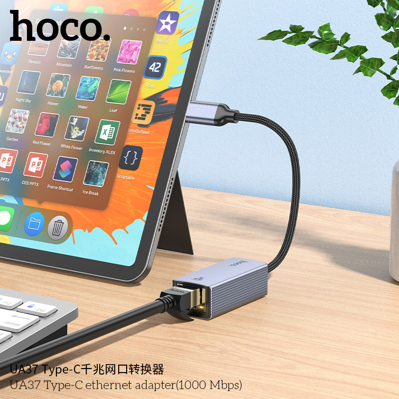 Адаптер Hoco UA37 USB Type-C to RJ-45