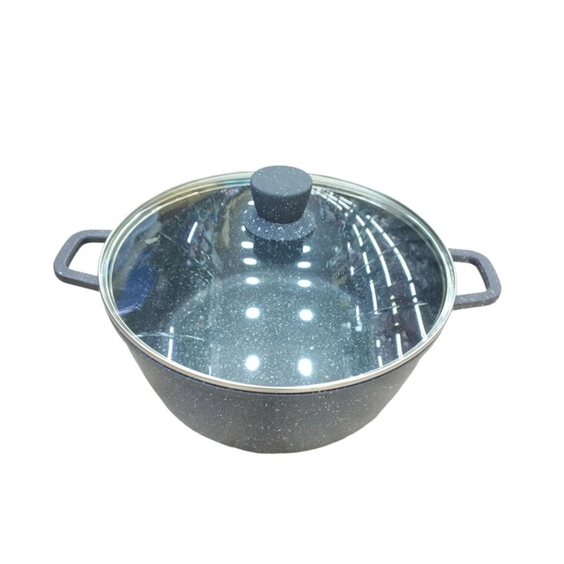 Qazan NQ40, qranit, boz, iki tutacaqlı, 40 sm