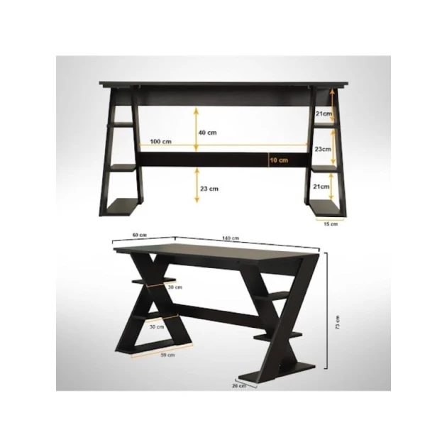 Компьютерный стол Art_Komp_Masası 25, черный, 140x60x75 см