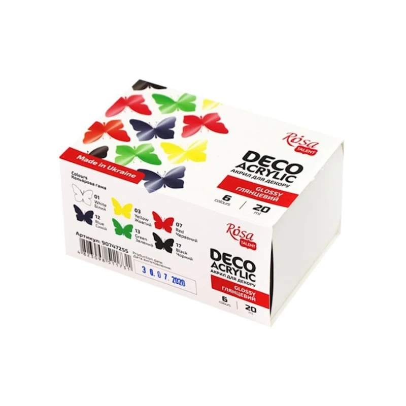 Набор акриловых красок для декора Rosa Talent 6 шт., глянцевый Набор акриловых красок для декора Rosa Talent 6 шт., глянцевый