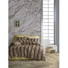 Yataq dəsti QQ-QQ-076, yorğan üzü 200x220 sm, mələfə 220x240 sm, yastıq üzü 50x70 sm (2 əd), ikinəfərlik, pambıq, qəhvəyi