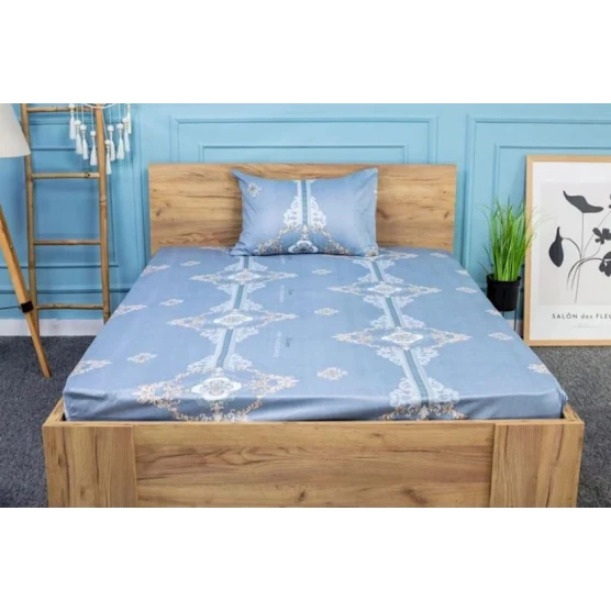 Комплект постельного белья Moon Star QQ-QQ-137, пододеяльник 100х200 см, наволочка 50x70 см, односпальный, сатин, голубой/белый