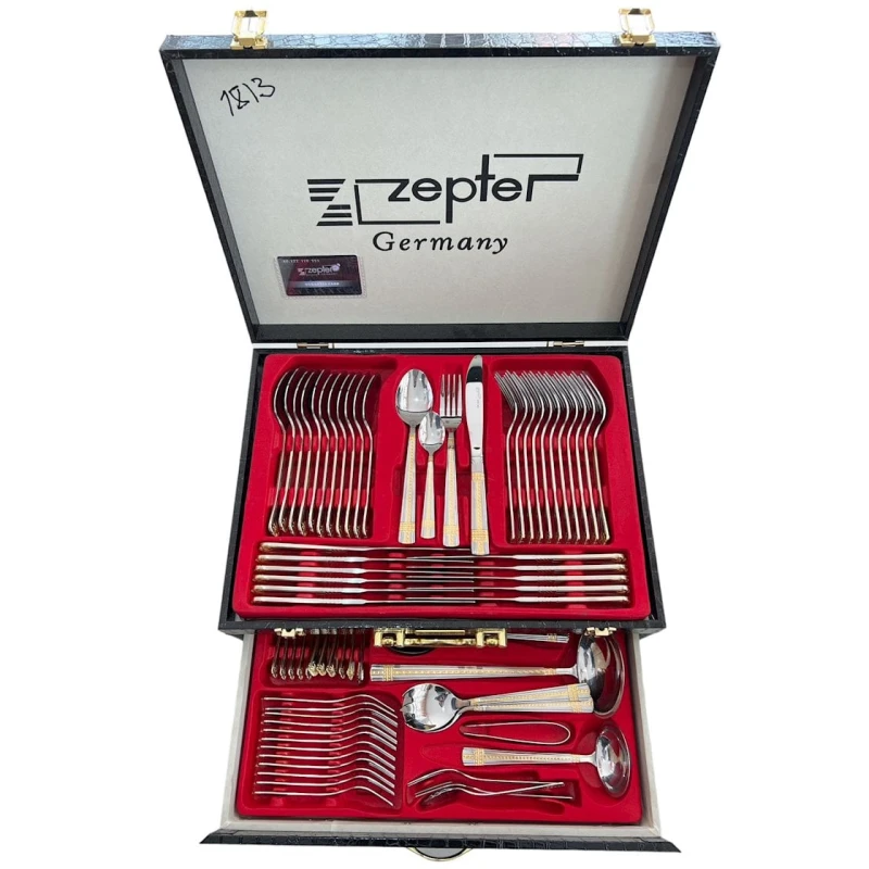 Набор столовых приборов Zepter ZGH 00234, 72 предмета, нержавеющая сталь, серебристый/золотистый Набор столовых приборов Zepter ZGH 00234, 72 предмета, нержавеющая сталь, серебристый/золотистый