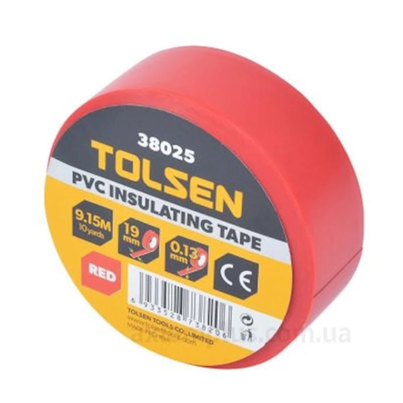 Односторонняя клейкая лента Tolsen 38025, 19 мм х 9.15 м, красный Односторонняя клейкая лента Tolsen 38025, 19 мм х 9.15 м, красный