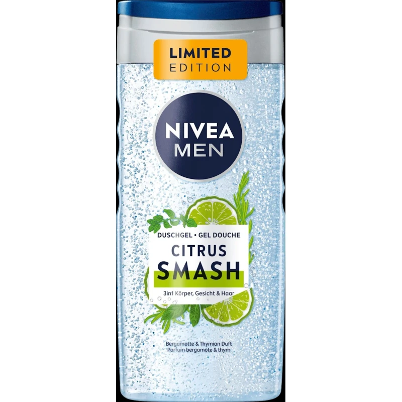 Gel-şampun Nivea Men Citrus Smash 3in1 Limited Edition, 250 ml