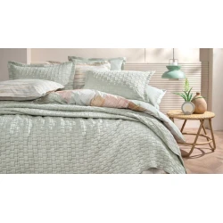 Набор с наволочками Yataş Velma, покрывало 230x240 см, наволочки 50x70 см 2 шт, двуспальный, хлопок/полиэстер, Adaçayı/Gri