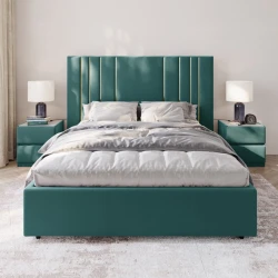 Полутороспальная кровать Art_ikili_yataq 49, ламинат, бирюзовая, 200x160x120 см