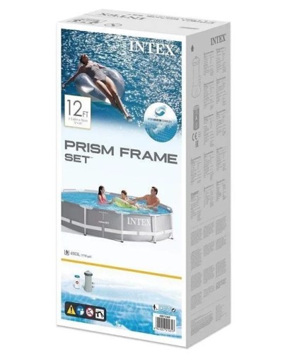 Hovuz Intex 6503TX26712, karkas, boz, dairə, həcm 6503 l, 366x366x76 sm, filtr-nasoslu - 6503TX26712