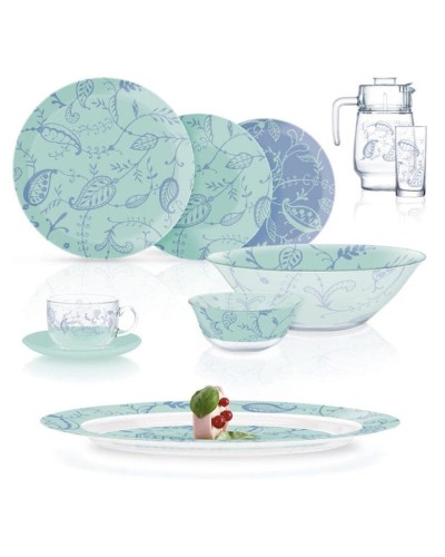 Süfrə qab-qacaq dəsti Luminarc Garnet Dinnerset, 46 əd, 6 nəfərlik, yaşıl/şəfaff