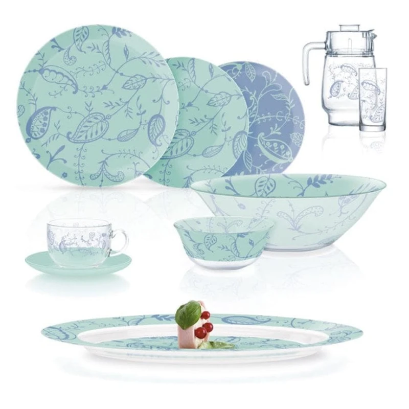 Набор столовой посуды Luminarc Garnet Dinnerset, 46 шт, 6 персон, зеленый/прозрачный Набор столовой посуды Luminarc Garnet Dinnerset, 46 шт, 6 персон, зеленый/прозрачный