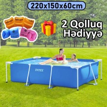 Hovuz Intex 1662TX28270Q2, karkas, həcm 1662 l, göy, düzbucaq, 220x150x60 sm - 1662TX28270Q2
