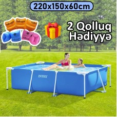 Hovuz Intex 1662TX28270Q2, karkas, həcm 1662 l, göy, düzbucaq, 220x150x60 sm - 1662TX28270Q2