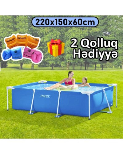 Hovuz Intex 1662TX28270Q2, karkas, həcm 1662 l, göy, düzbucaq, 220x150x60 sm - 1662TX28270Q2