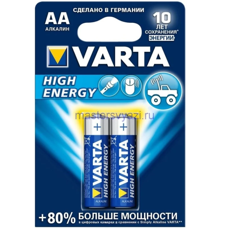 Батарея Varta High Energy 4906 AA 1.5 V, 2 шт Батарея Varta High Energy 4906 AA 1.5 V, 2 шт