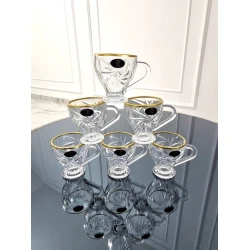 Набор чашек Gallery Home GLR-136, прозрачный/золотистый, 6 шт Набор чашек Gallery Home GLR-136, прозрачный/золотистый, 6 шт