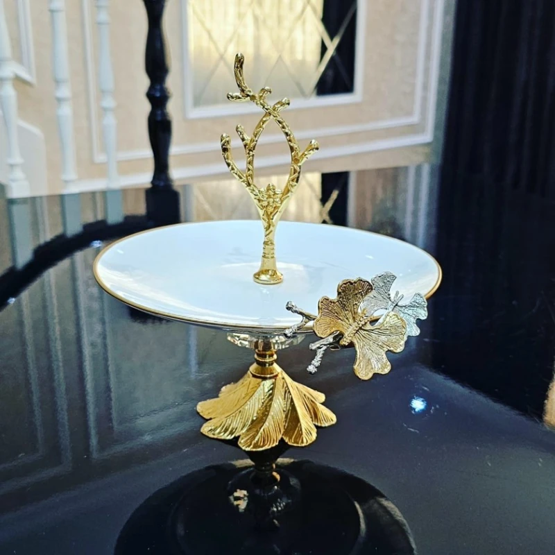 Подставка для пирожных Gallery Home GLR-021, белая/золотистая, 20 см