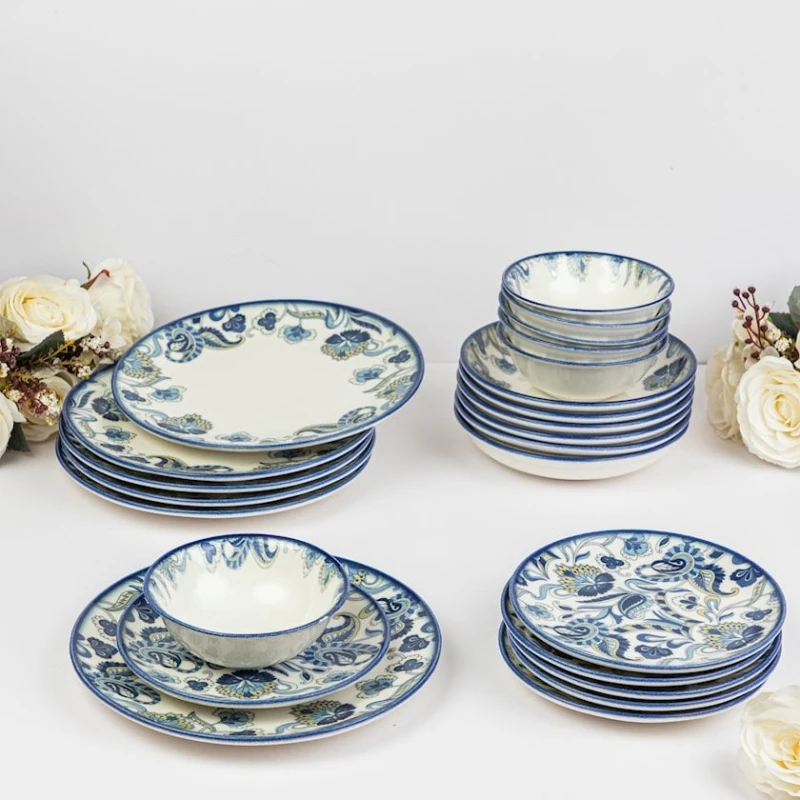 Набор столовой посуды Serwant 0093, 24 предмета, 6 персон, фарфор, разноцветный