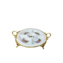 Çərəz qabı HomeStore BMB7U, dairə, 36 sm, keramika, ağ/qızılı