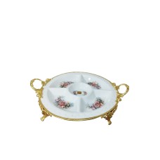 Çərəz qabı HomeStore BMB7U, dairə, 36 sm, keramika, ağ/qızılı