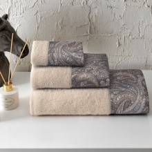 Dəsmal dəsti və aromatlaşdırıcı Tivolyo Home Elora, pambıq, bej, 3 əd, 30x50/50x100/75x150 sm, 400 ml