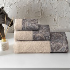 Dəsmal dəsti və aromatlaşdırıcı Tivolyo Home Elora, pambıq, bej, 3 əd, 30x50/50x100/75x150 sm, 400 ml