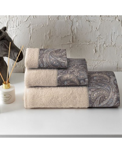 Dəsmal dəsti və aromatlaşdırıcı Tivolyo Home Elora, pambıq, bej, 3 əd, 30x50/50x100/75x150 sm, 400 ml